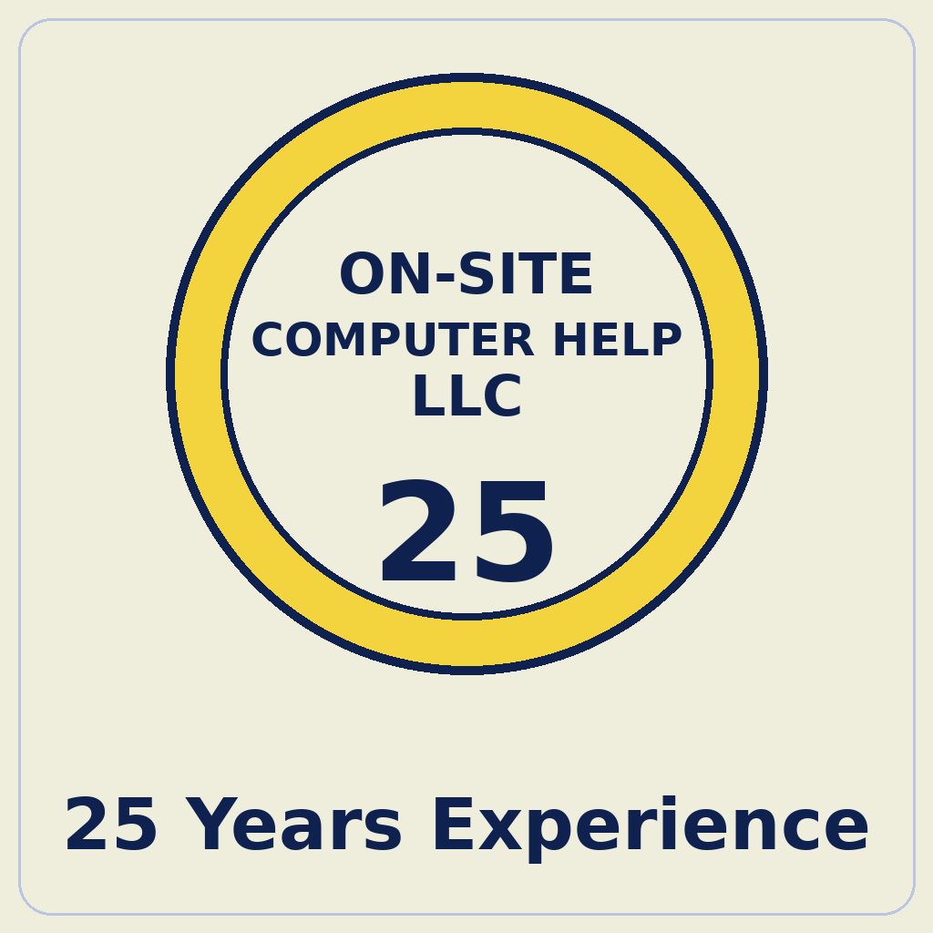 25 years experience badge for On-Site Computer Help LLC